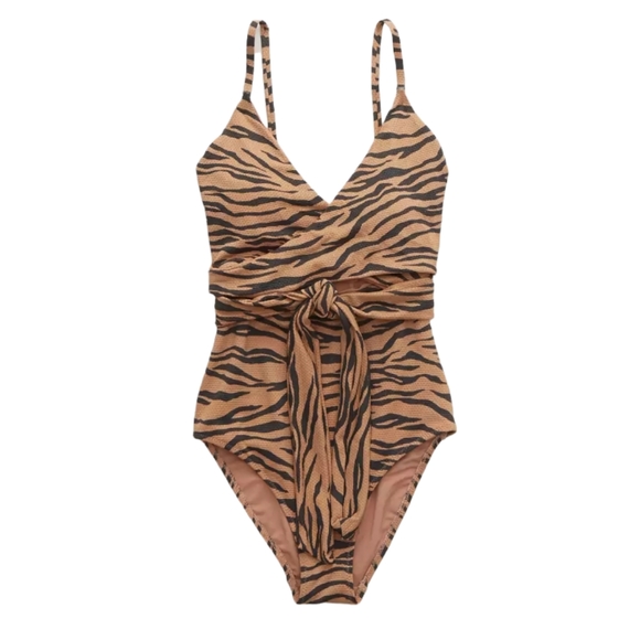 American Eagle Outfitters Other - American Eagle Aerie Pique Animal Print One Piece Full Coverage Swimsuit Sz S